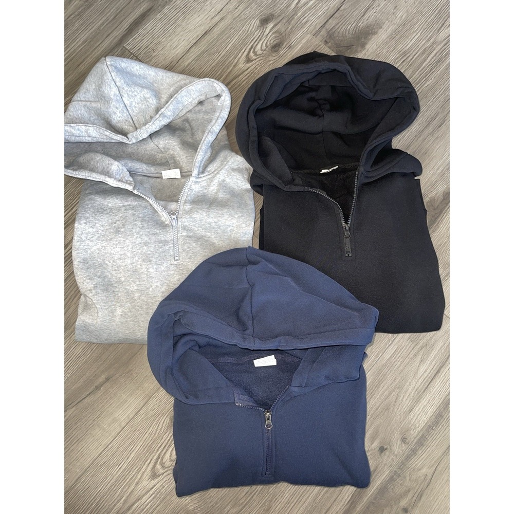 Quarter Zip Men's Polyester Sweatshirt /Sweater Size XL‎ Bundle Black, Grey Blue